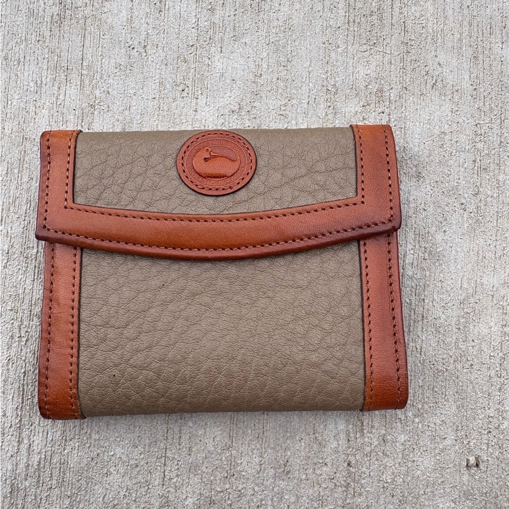 Dooney & Bourke Vintage Trifold Wallet Brown Tan Leather Made in USA